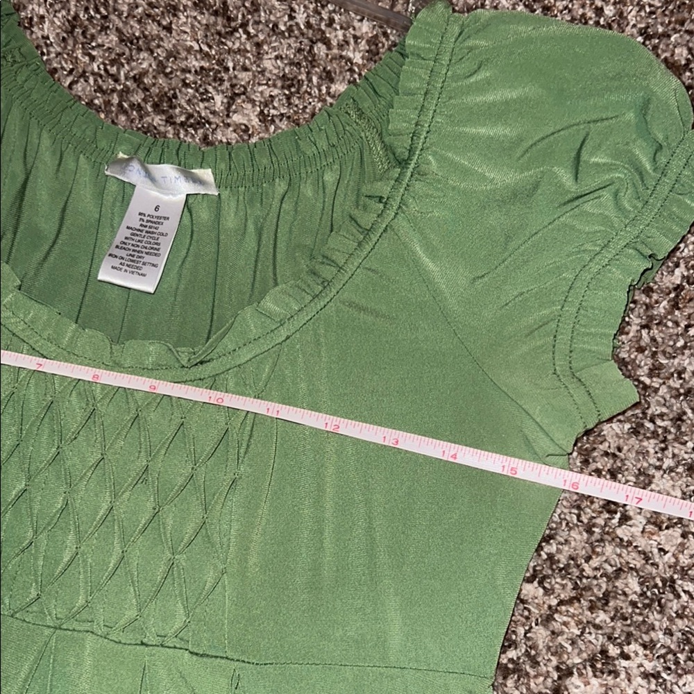 London Times Green Smocked Puff Sleeve Sundress - Picture 4 of 8